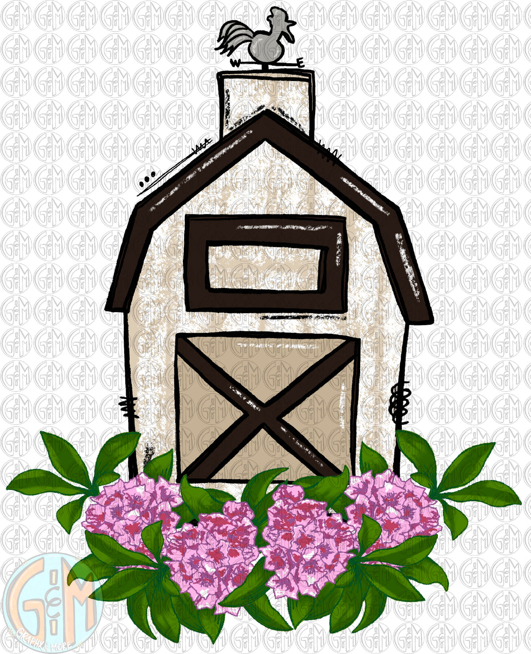 White Barn PNG | Sublimation Design | Hand Drawn