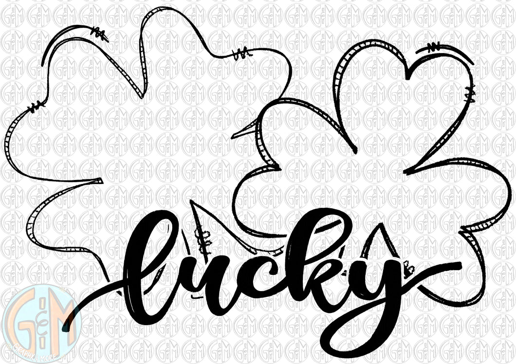 Single Color Lucky PNG | Sublimation Design | Hand Drawn
