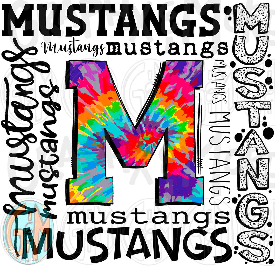 Mustangs Collage PNG | Sublimation Design | Hand Drawn