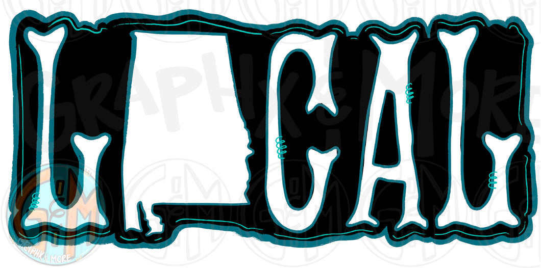 Local AL Black and Teal PNG | Sublimation Design | Hand Drawn
