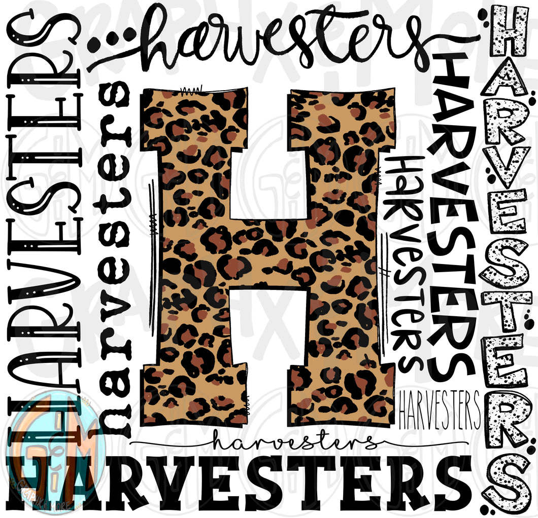 Leopard Harvesters Collage PNG | Sublimation Design | Hand Drawn