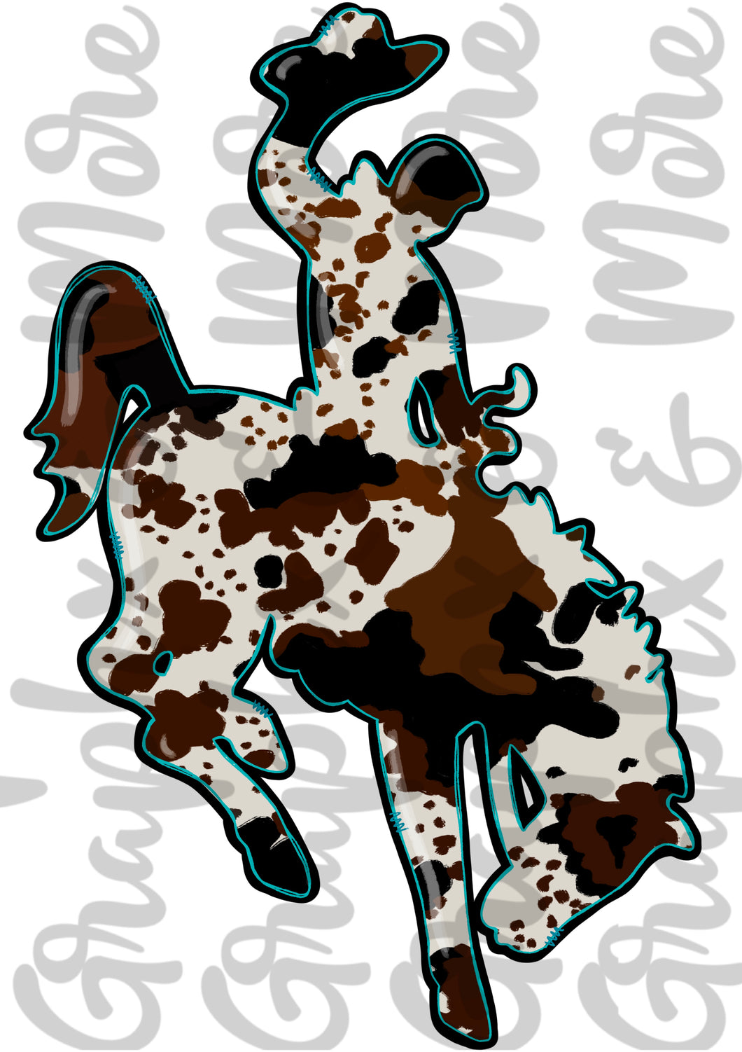Cowhide Bucking Horse PNG | Sublimation Design | Hand Drawn
