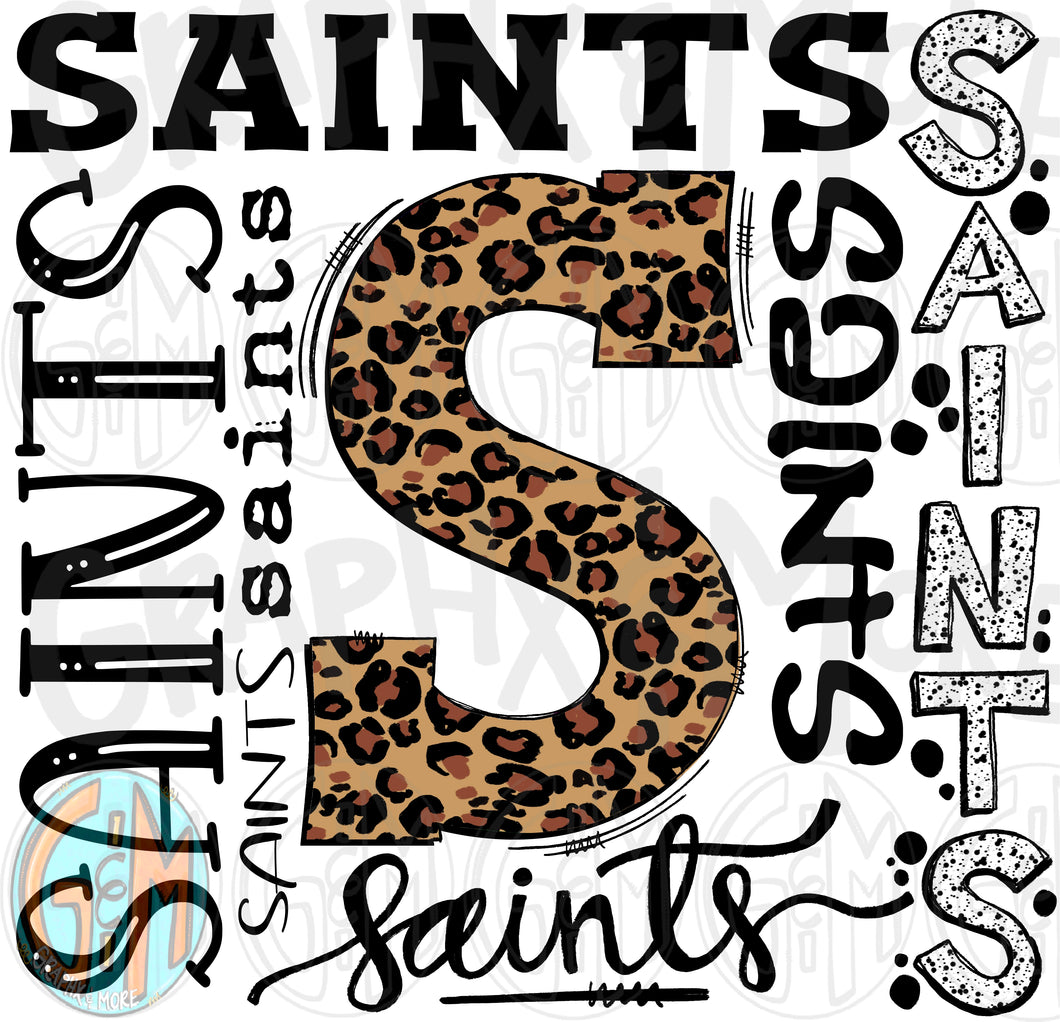 Leopard Saints Collage PNG | Sublimation Design | Hand Drawn