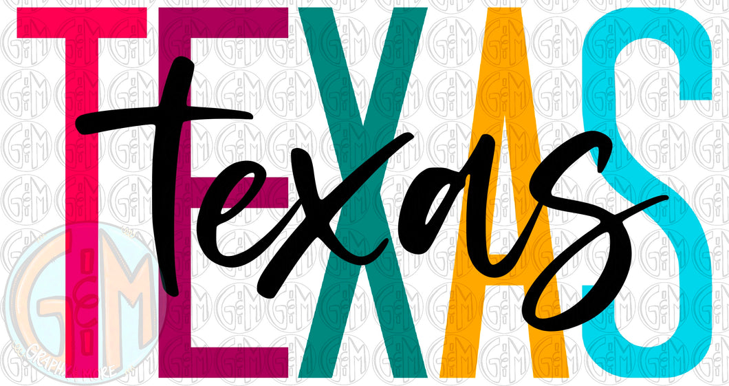 Stacked Texas PNG | Hand Drawn | Sublimation Design