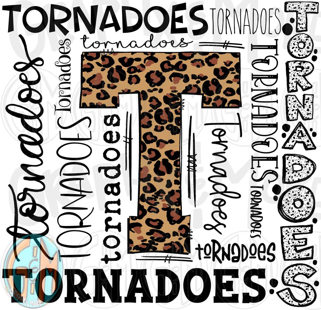 Leopard Tornadoes Collage PNG | Sublimation Design | Hand Drawn