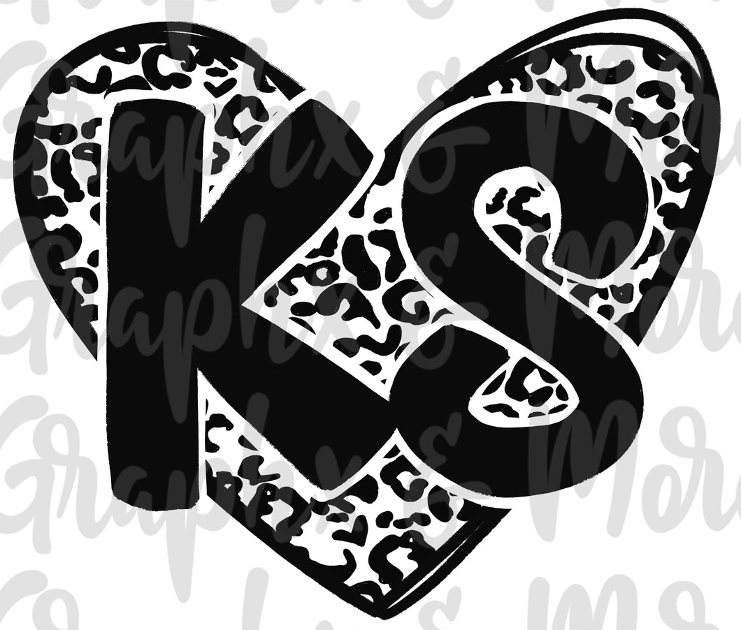 Single Color Leopard Heart KS PNG | Kansas | Sublimation Design | Hand Drawn