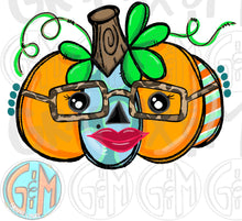 Load image into Gallery viewer, Girl Pumpkin PNG | Sublimation Design | Hand Drawn
