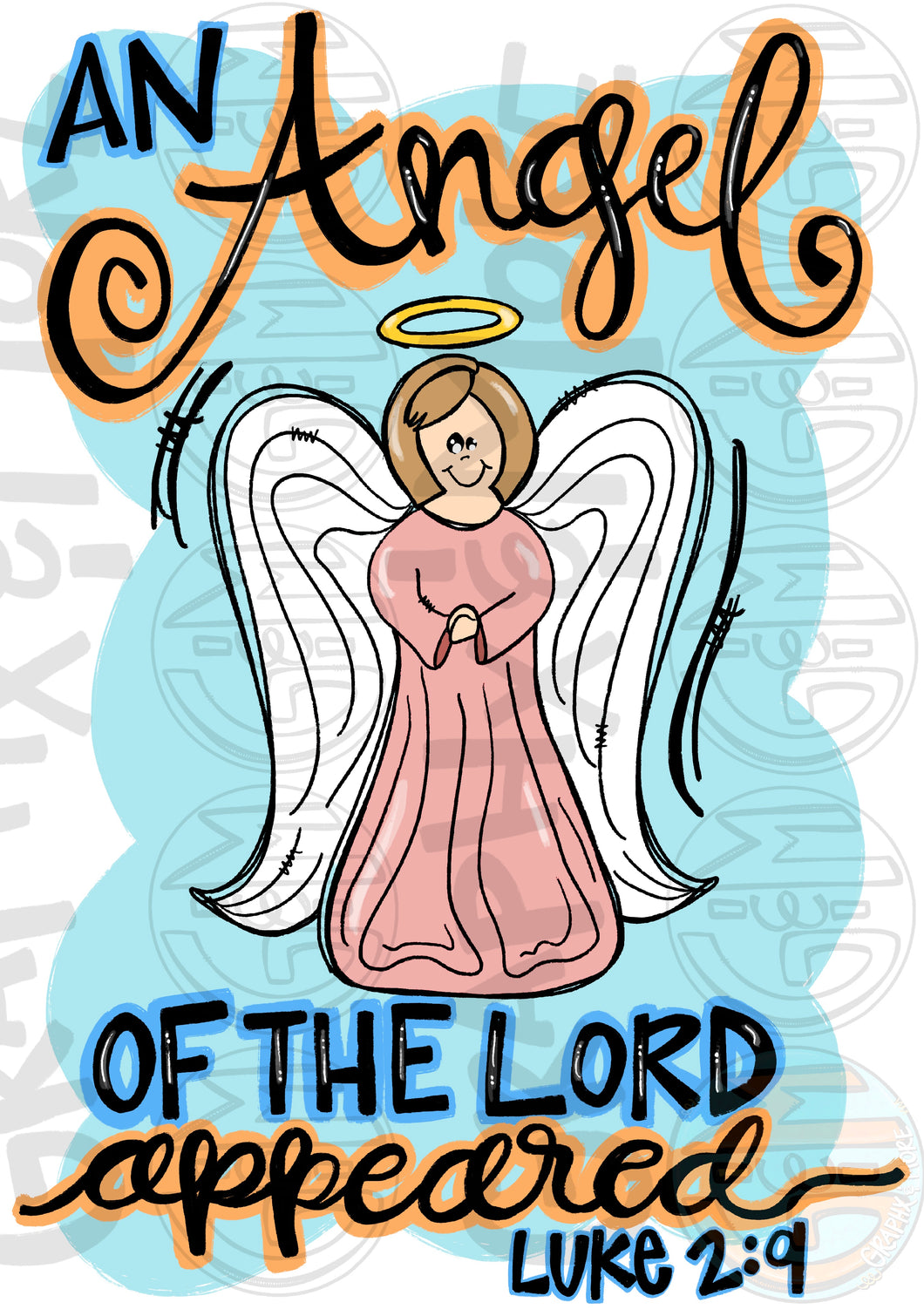 Angel of the Lord PNG | Luke 2:9 | Sublimation Design | Hand Drawn