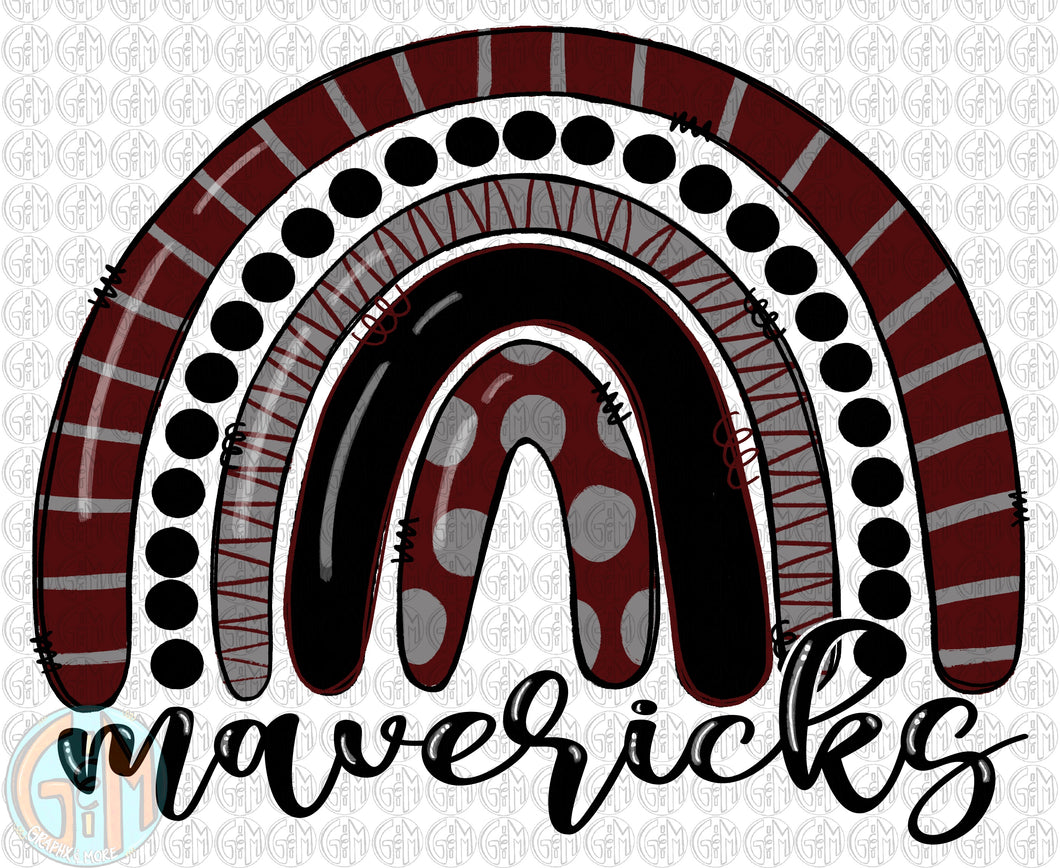 Mavericks Polka Rainbow PNG | Sublimation Design | Hand Drawn