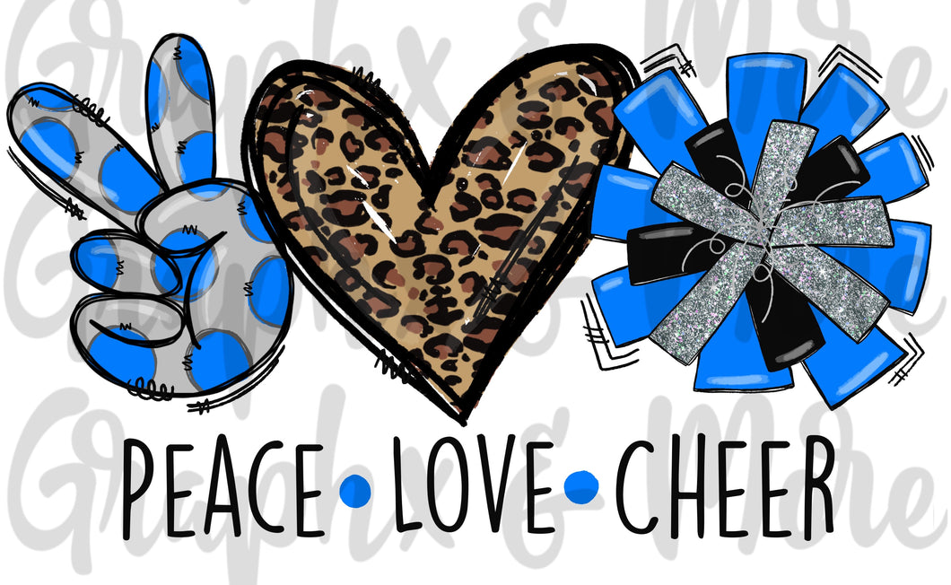 Peace Love Cheer PNG | Sublimation Design | Hand Drawn