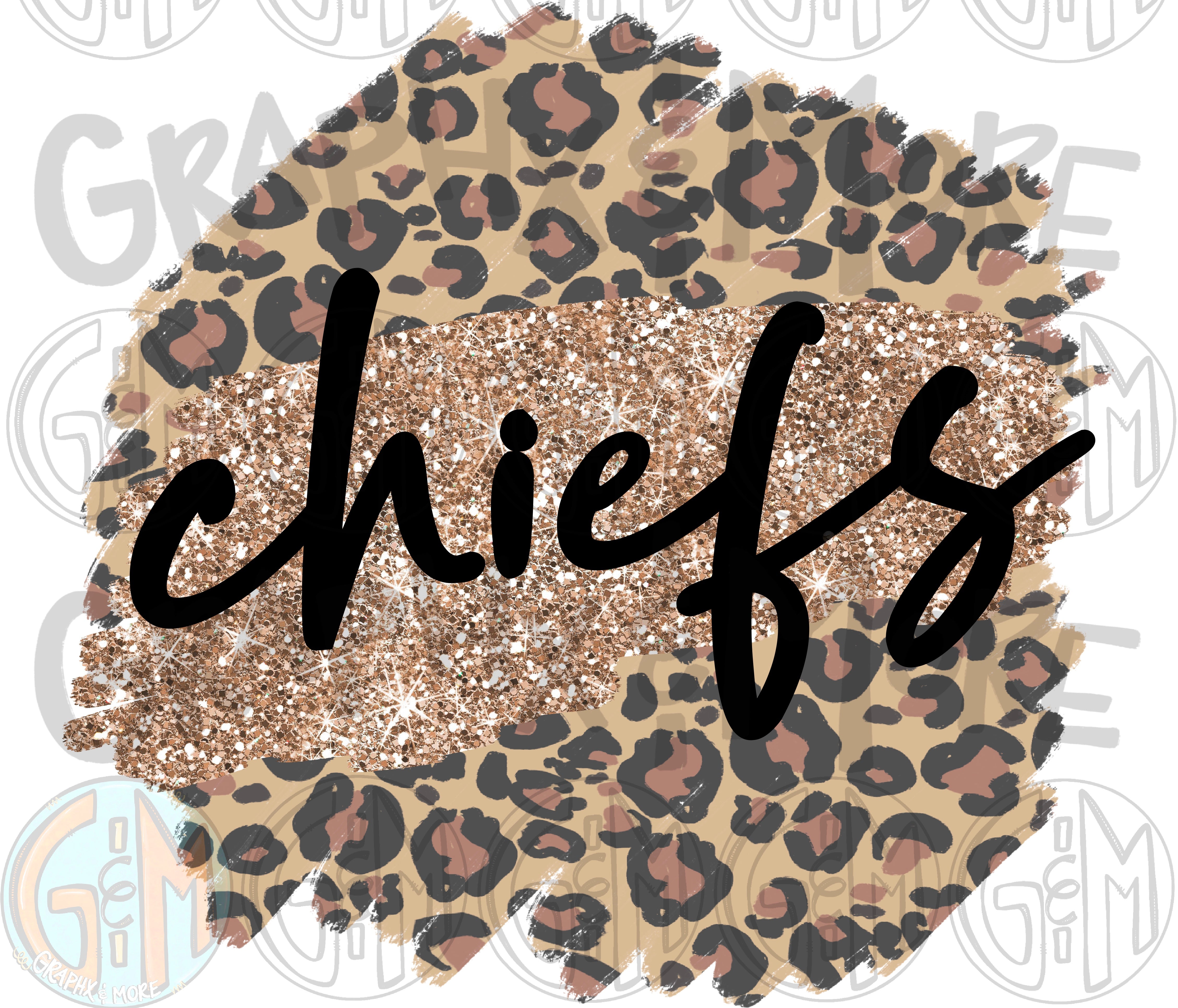 Chiefs Glitter sublimation PNG Leopard Print