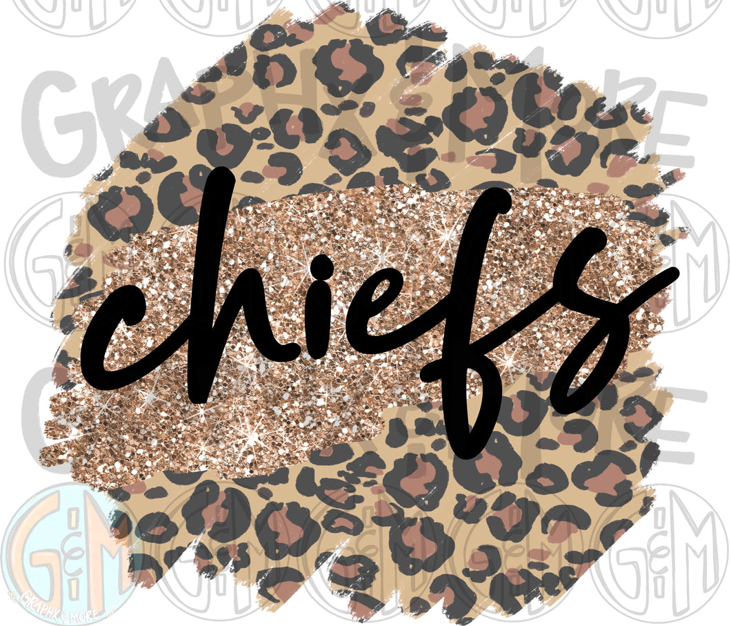 Leopard and Glitter Chiefs | Sublimation Design | Hand Drawn