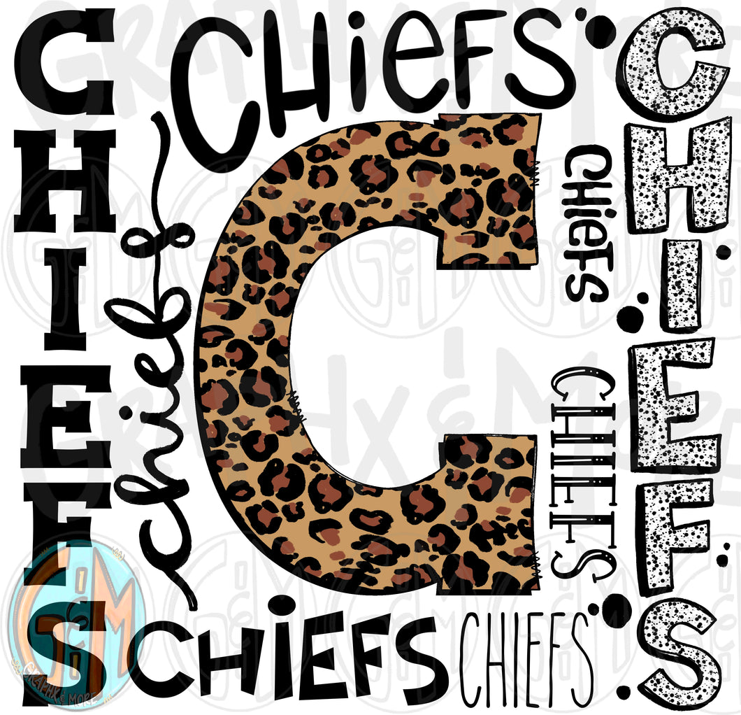 Leopard Chiefs Collage PNG | Sublimation Design | Hand Drawn