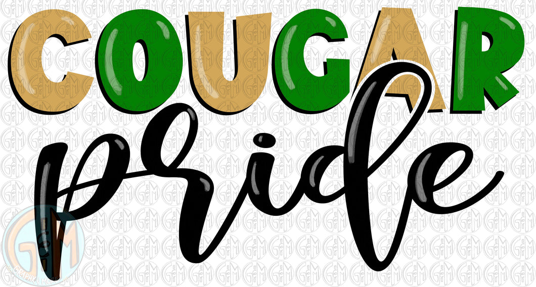 Cougar Pride PNG | Sublimation Design | Hand Drawn