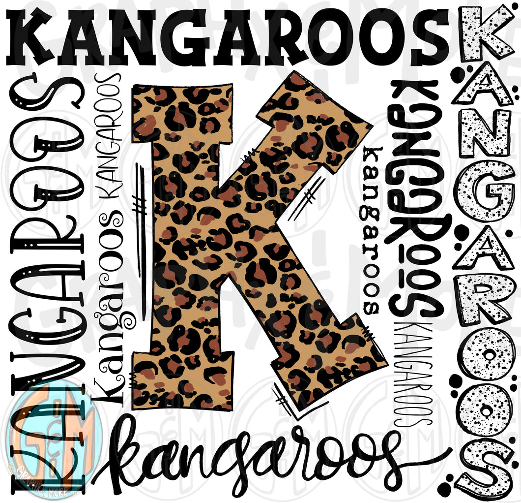 Leopard Kangaroos Collage PNG | Sublimation Design | Hand Drawn