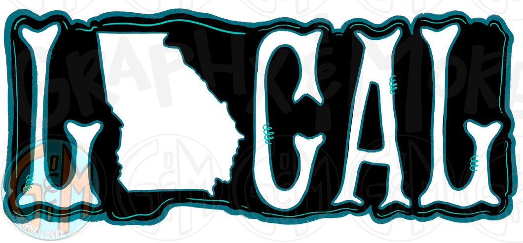 Local GA Black and Teal PNG | Sublimation Design | Hand Drawn