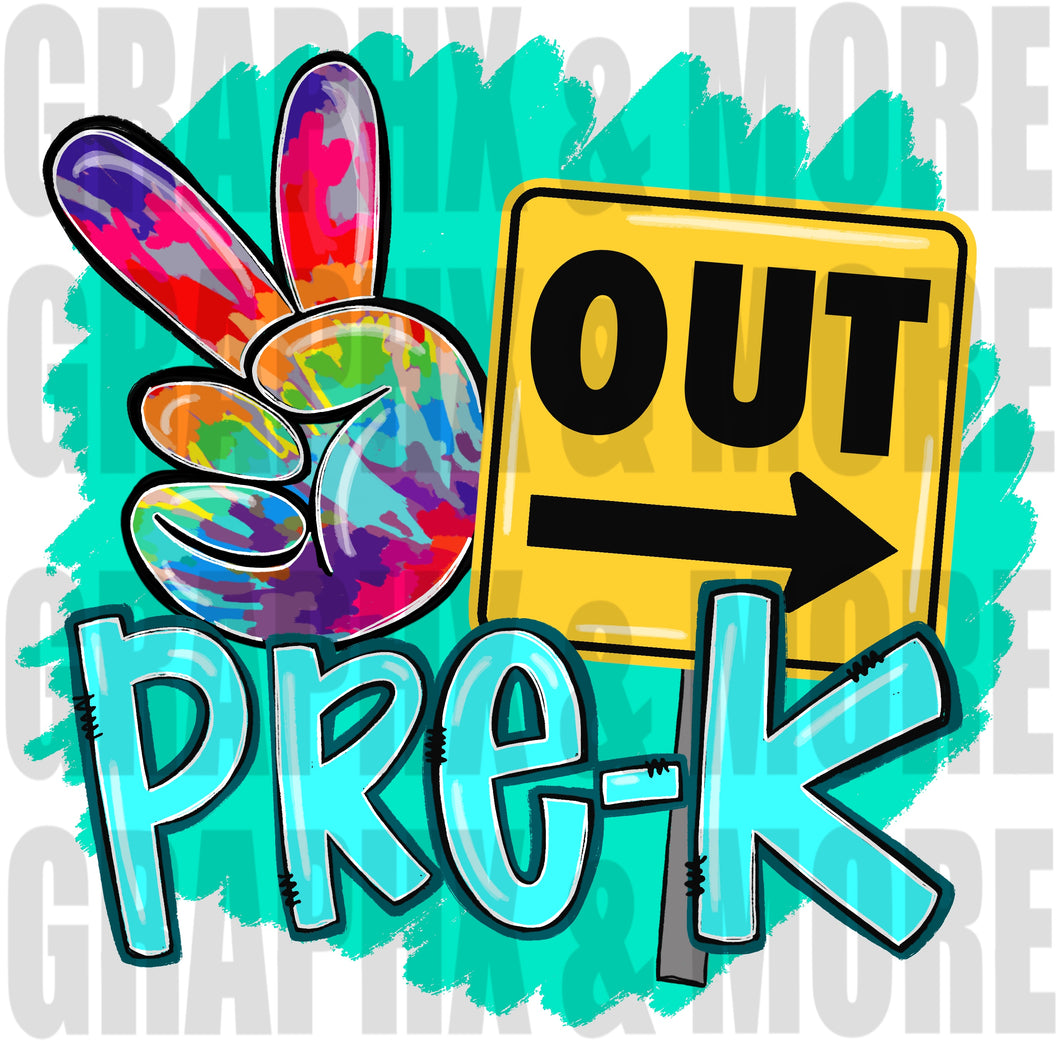 Peace Out Pre-K PNG | Sublimation Design | Hand Drawn
