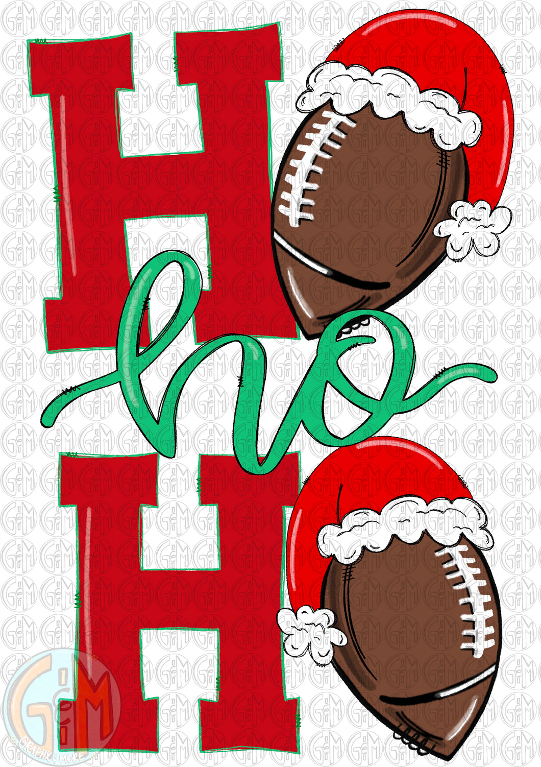 Ho Ho Ho Football PNG | Sublimation Design | Hand Drawn