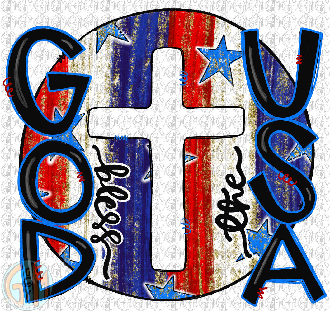 God Bless the USA PNG | Sublimation Design | Hand Drawn