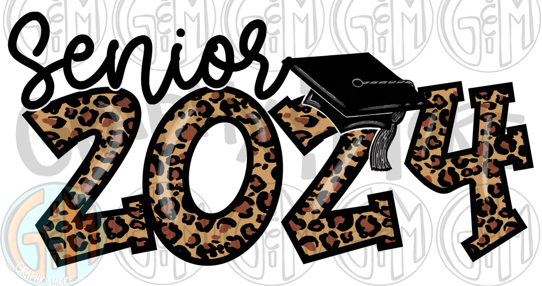 2024 Leopard Senior PNG | Sublimation Design | Hand Drawn