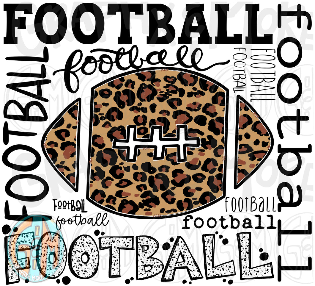 Leopard Football Collage PNG | Sublimation Design | Hand Drawn