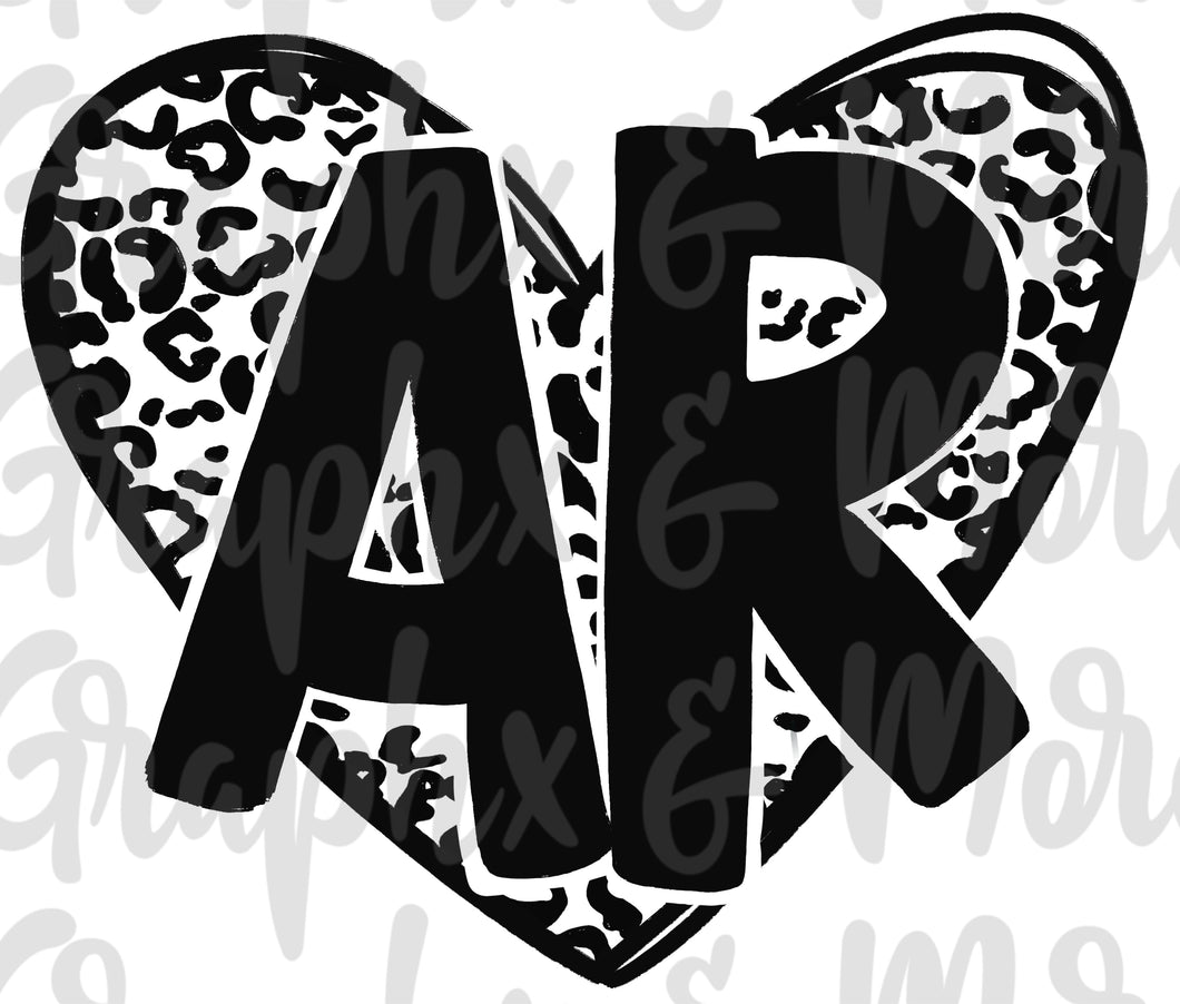 Single Color Leopard Heart AR PNG | Arkansas | Sublimation Design | Hand Drawn