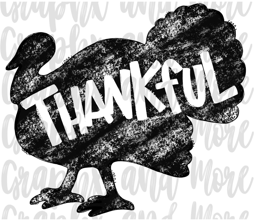 Single Color Thankful Turkey PNG | Sublimation Design | Hand Drawn