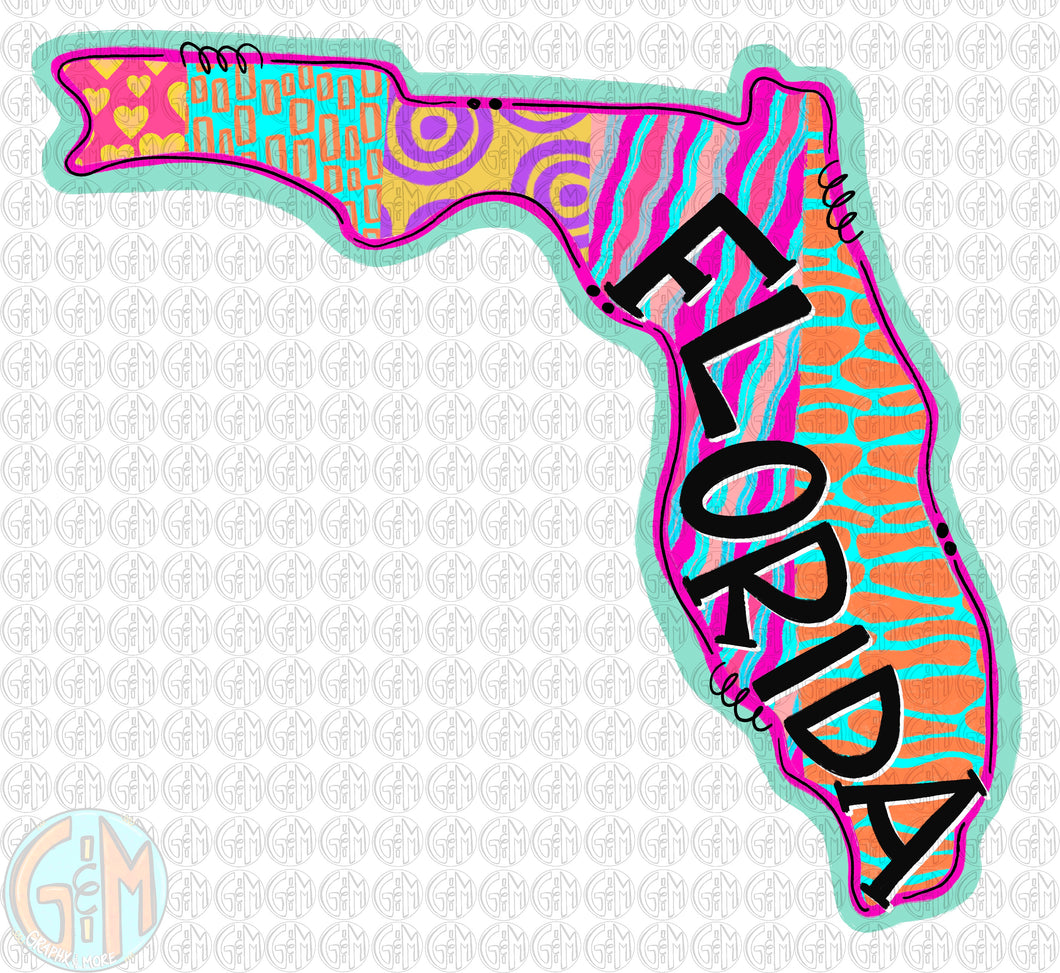 Bright Pattern Florida PNG | Hand Drawn | Sublimation Design