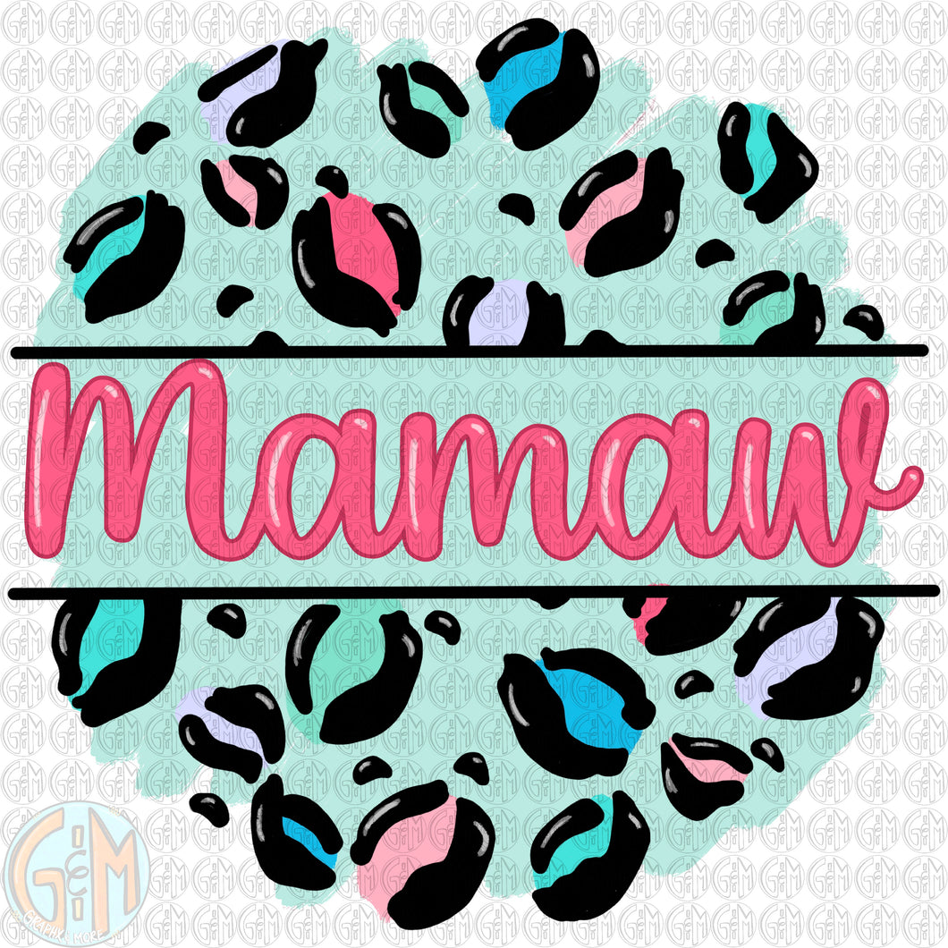 Pastel Leopard Mamaw PNG | Sublimation Design | Hand Drawn