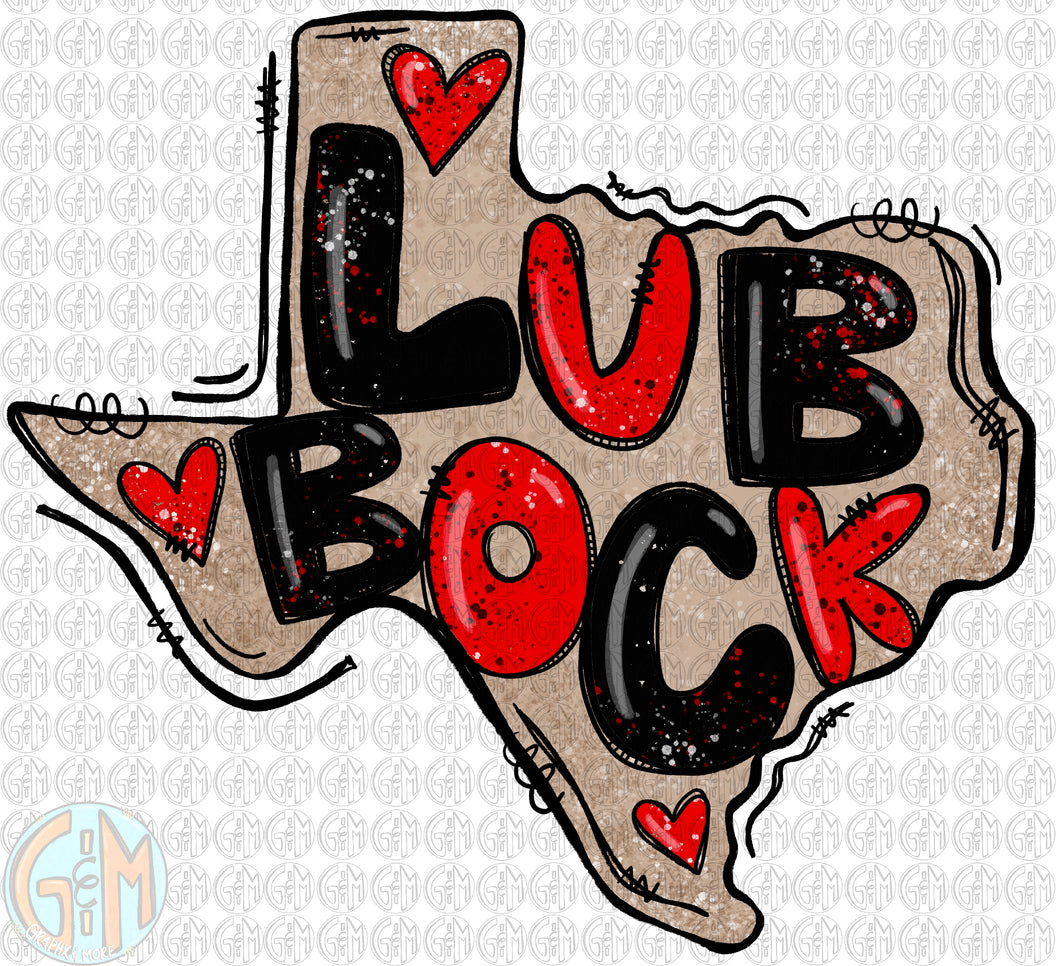 Lubbock TX PNG | Hand Drawn | Sublimation Design