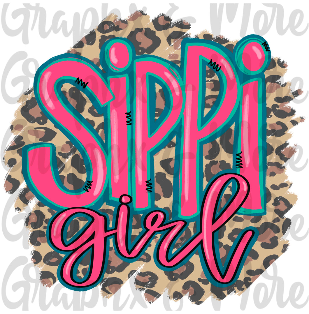Sippi Girl PNG | Sublimation Design | Hand Drawn