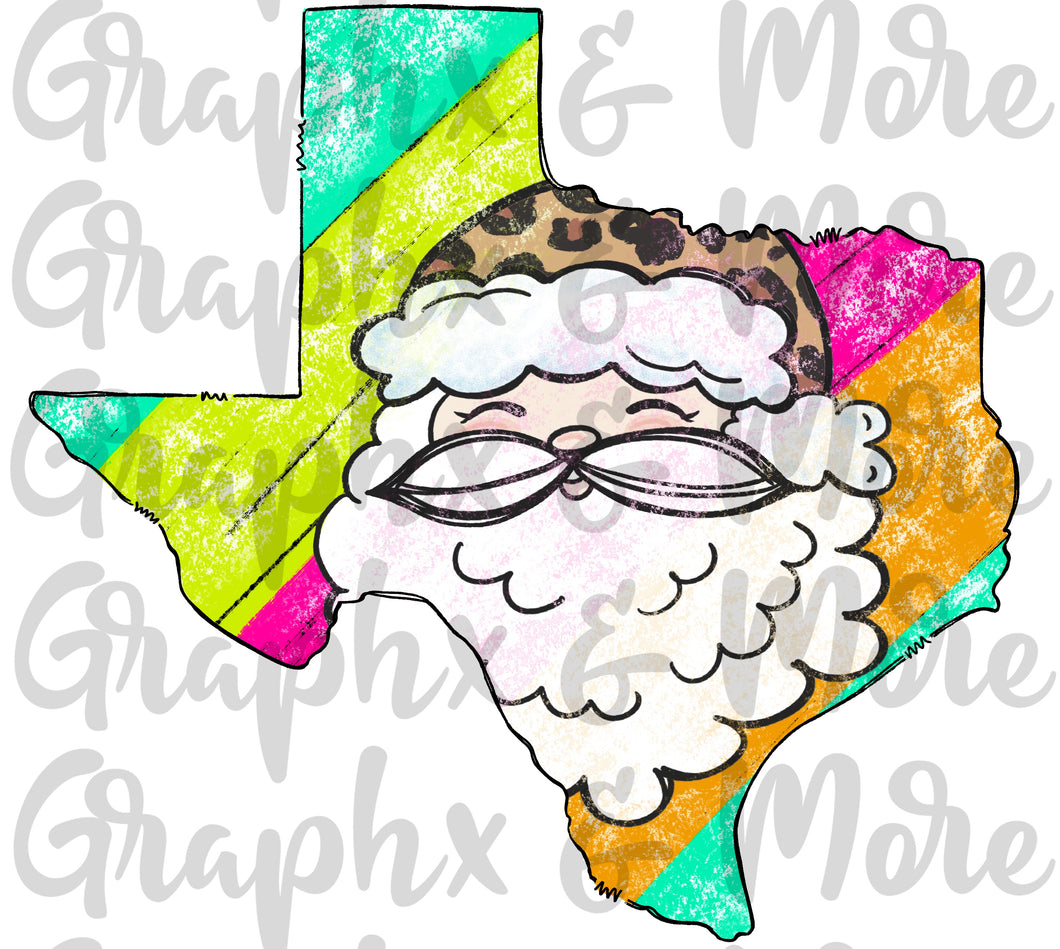 Bright Santa TX PNG | Texas | Sublimation Design | Hand Drawn