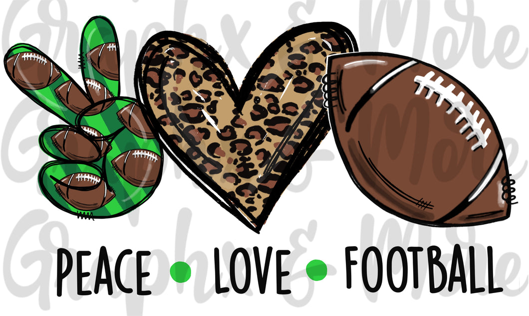 Peace Love Football PNG | Sublimation Design | Hand Drawn