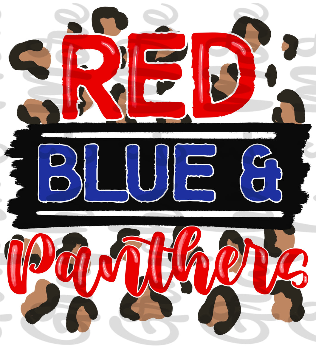 Red, Blue & Panthers | Sublimation Design | Hand Drawn
