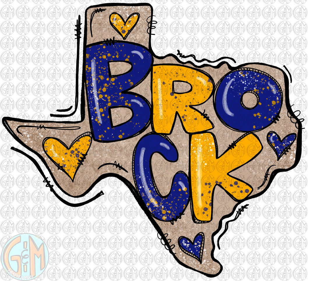 Brock TX PNG | Hand Drawn | Sublimation Design