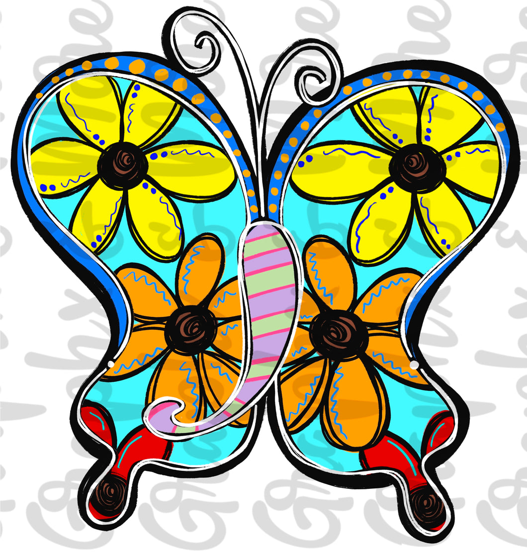 Floral Butterfly PNG | Hand Drawn | Sublimation Design