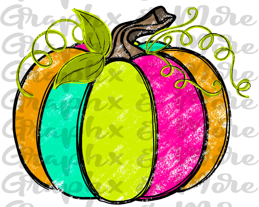 Bright Pumpkin PNG | Sublimation Design | Hand Drawn
