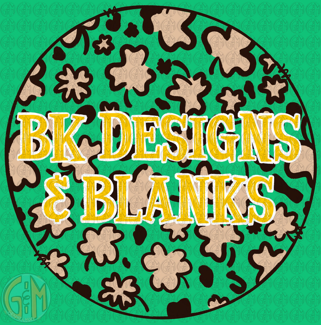 CUSTOM Business Name Leopard Clovers Design PNG | Hand Drawn | Sublimation Design