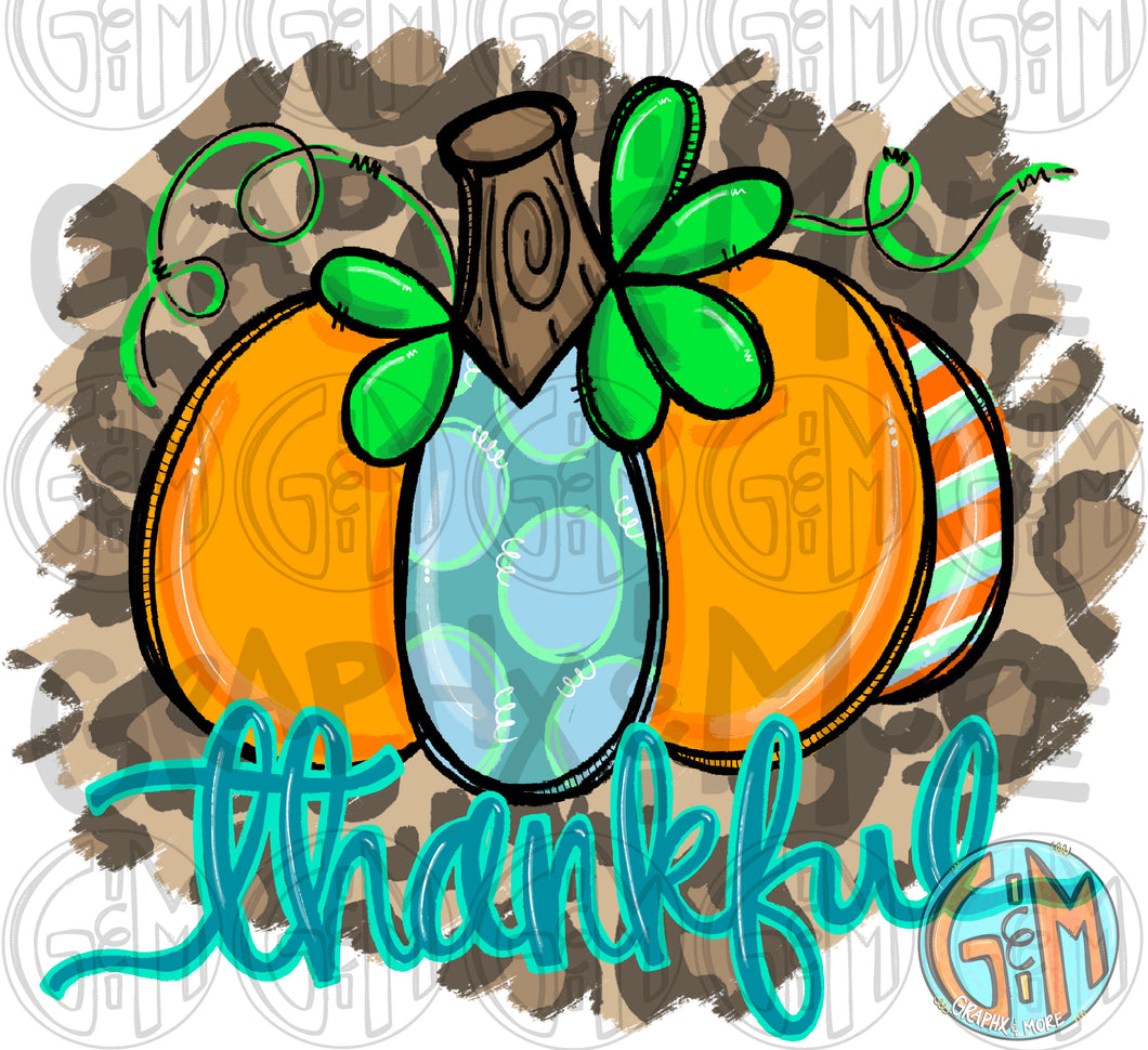 Thankful Pumpkin PNG | Sublimation Design | Hand Drawn