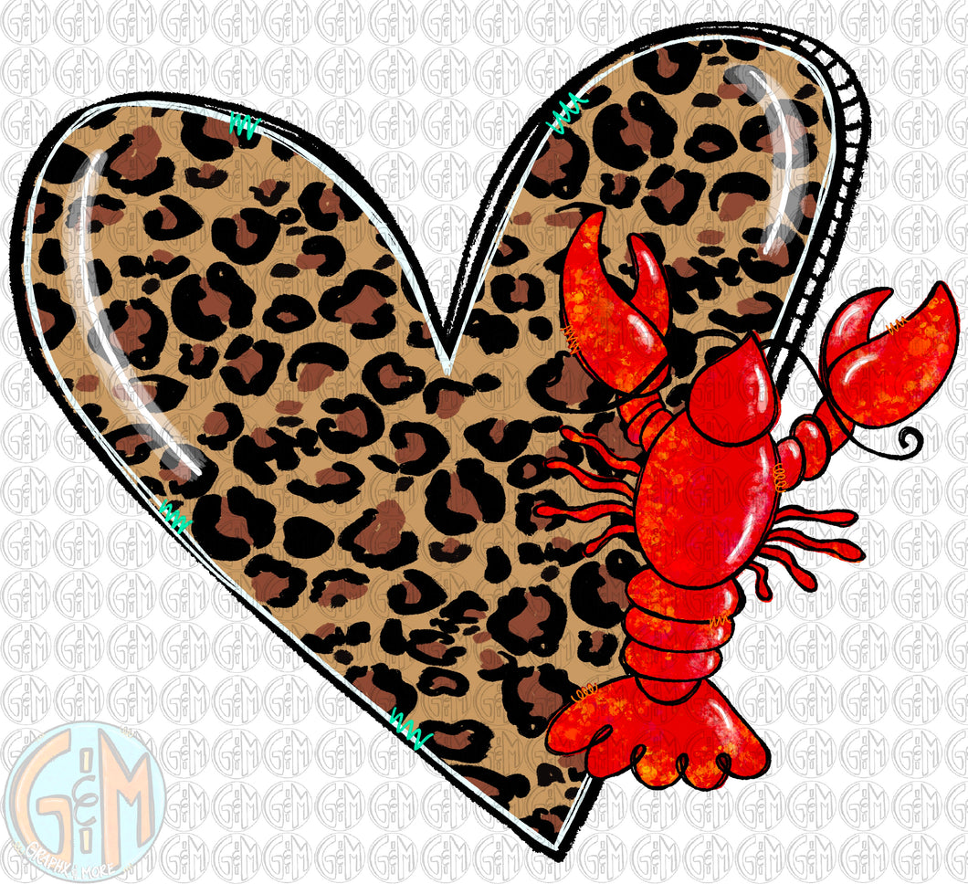 Leopard and Crawfish PNG | Sublimation Design | Hand Drawn