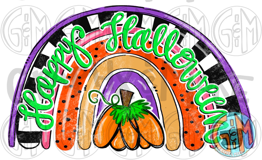 Happy Halloween Rainbow PNG | Sublimation Design | Hand Drawn
