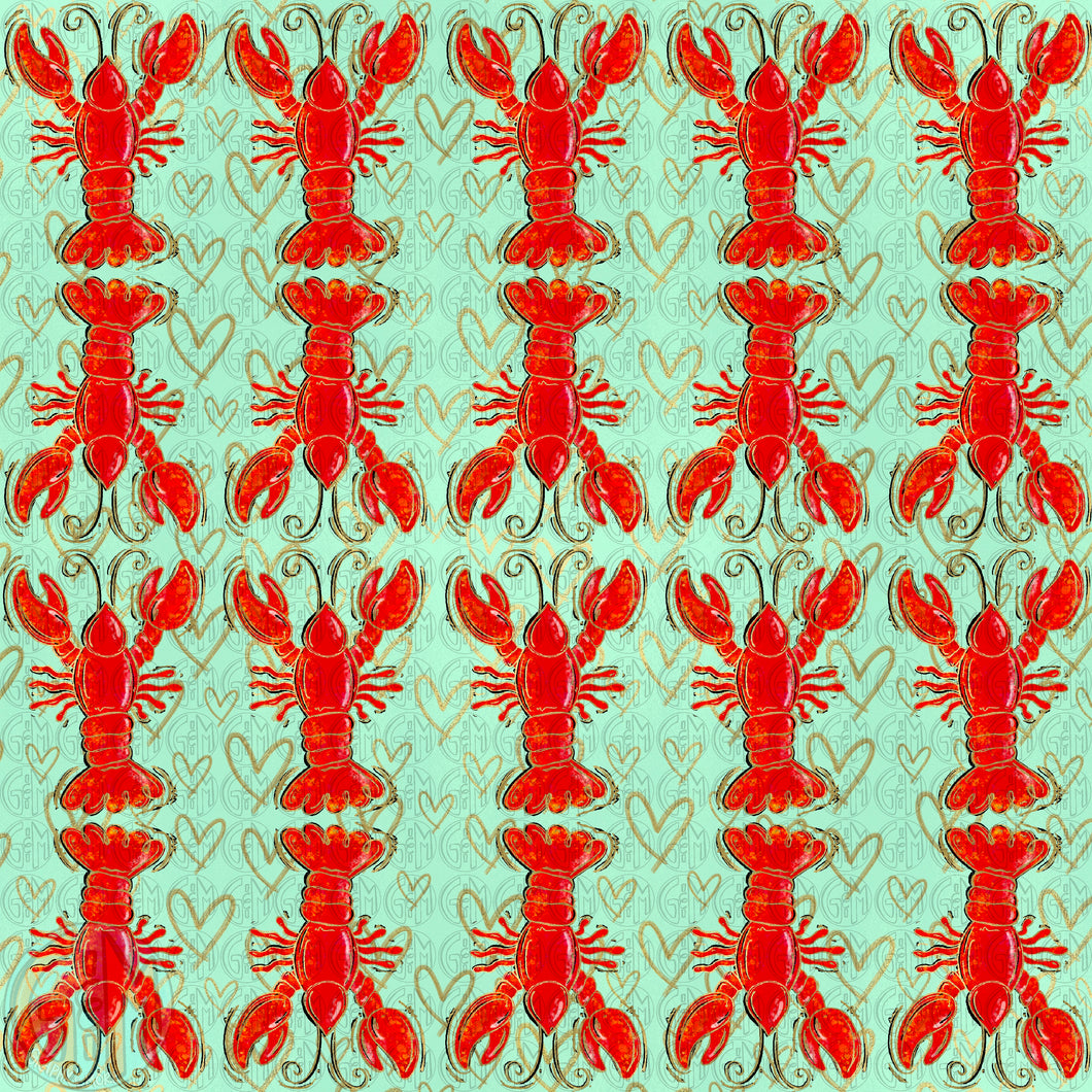Crawfish Digital Paper PNG | Sublimation Design | Hand Drawn
