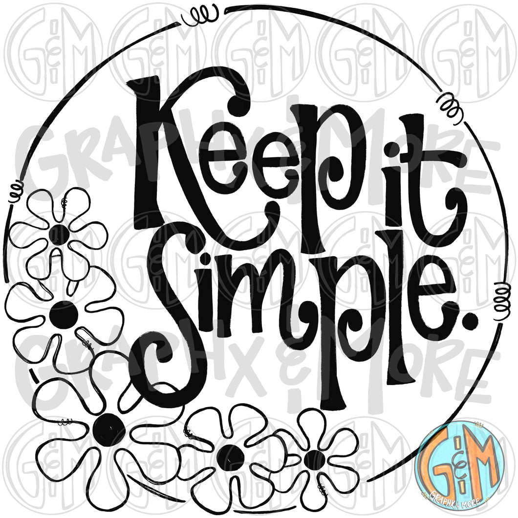 Single Color Keep it Simple PNG | Sublimation Design | Hand Drawn
