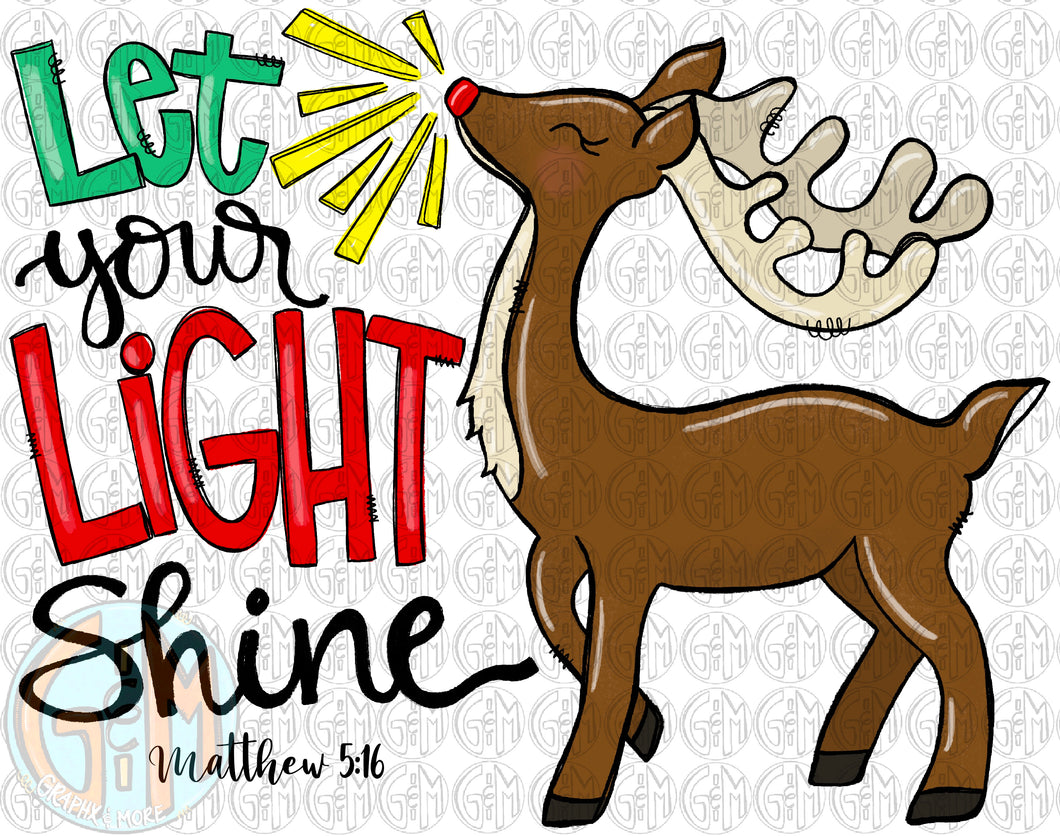 Let Your Light Shine PNG | Matthew 5:16 | Sublimation Design | Hand Drawn