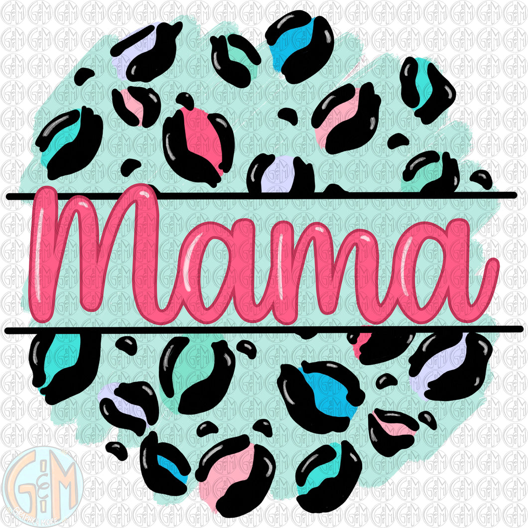 Pastel Leopard Mama PNG | Sublimation Design | Hand Drawn