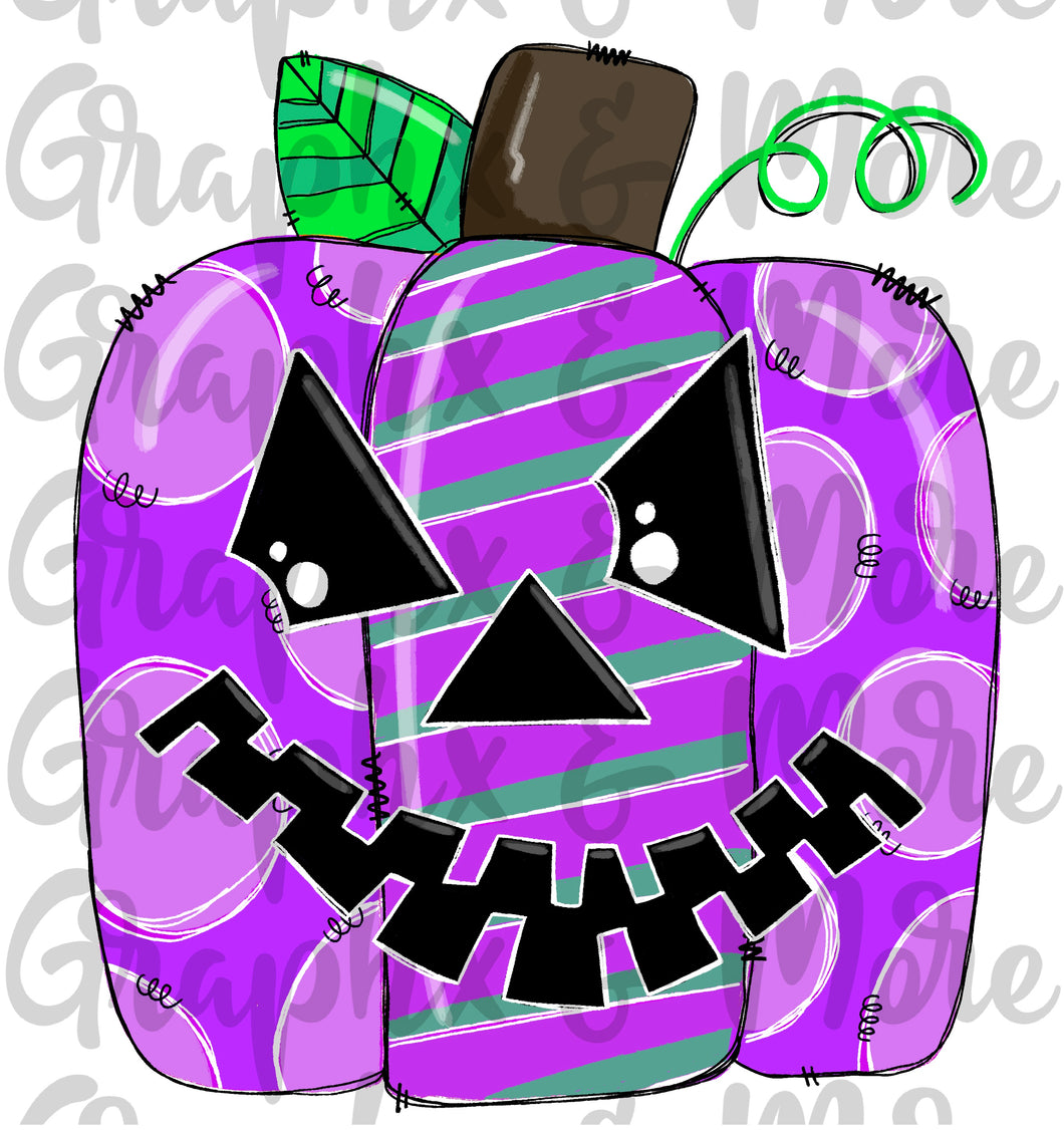 Purple Jack ‘O Lantern PNG | Sublimation Design | Hand Drawn