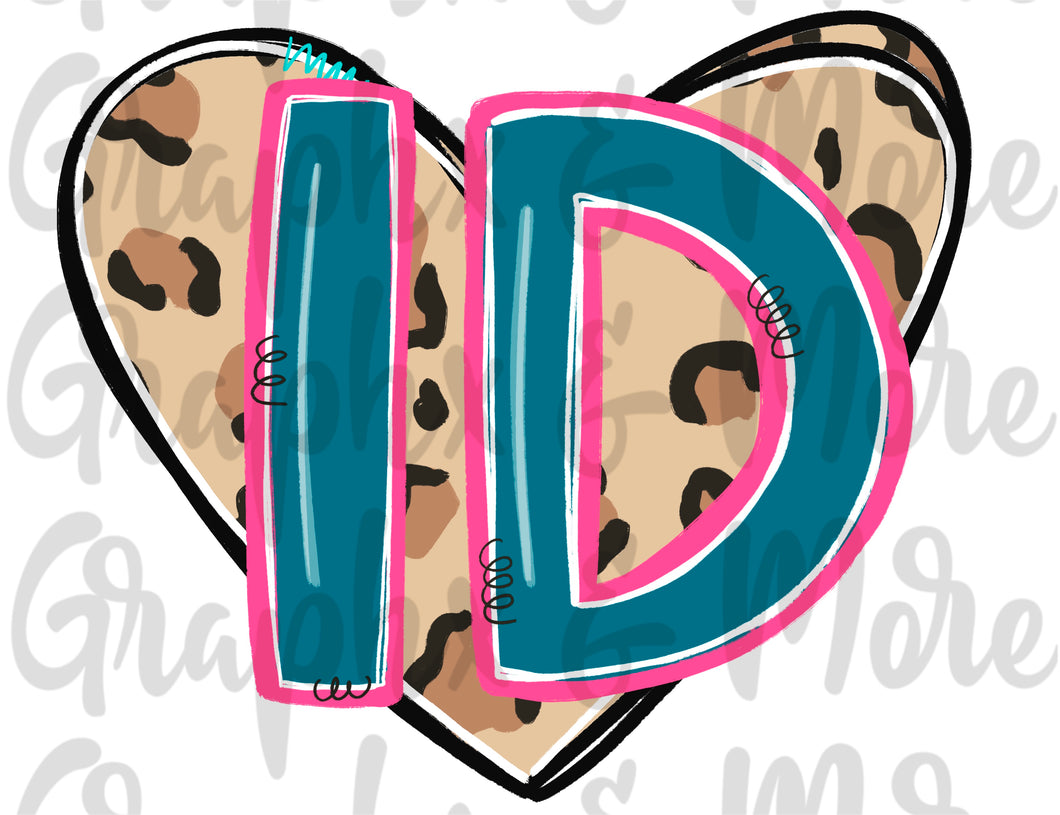 Leopard Heart ID PNG | Idaho | Sublimation Design | Hand Drawn