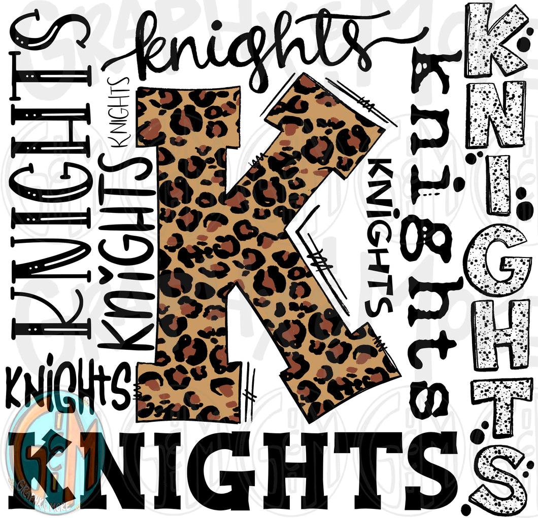 Leopard Knights Collage PNG | Sublimation Design | Hand Drawn