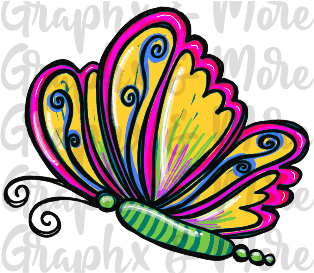 Butterfly PNG | Sublimation Design | Hand Drawn