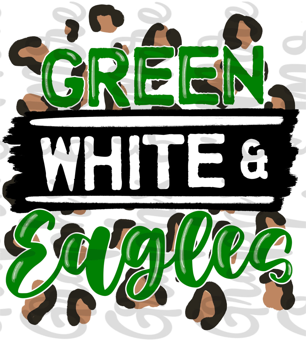 Green, White & Eagles | Sublimation Design | Hand Drawn